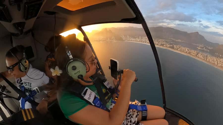 Helicopter flight no doors in Rio de Janeiro - The Christ the Redeemer Moment and the Shoe Selfie Setup